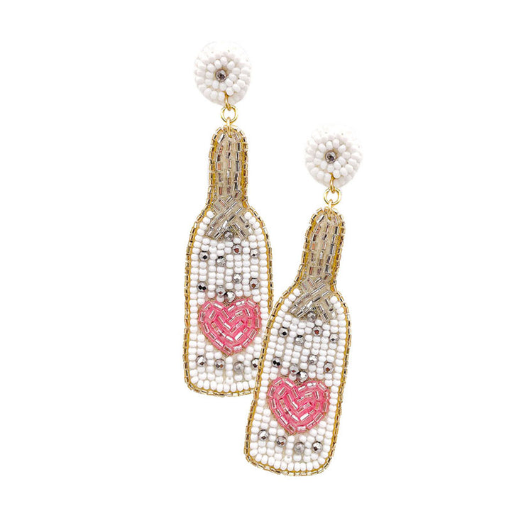 White Felt Back Beaded Heart Pointed Champagne Dangle Earrings, put on a pop of color to complete your ensemble. Perfect for adding just the right amount of shimmer & shine and a touch of class to special events. Perfect Birthday Gift, Anniversary Gift, Mother's Day Gift, Graduation Gift.