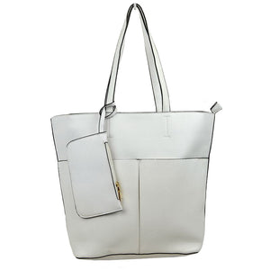 White 3 In 1 Large Soft Leather Women's Tote Handbags, There's spacious and soft leather tote offers triple the styling options. Featuring a spacious profile and a removable pouch makes it an amazing everyday go-to bag. Spacious enough for carrying any and all of your outgoing essentials. The straps helps carrying this shoulder bag comfortably. Perfect as a beach bag to carry foods, drinks, big beach blanket, towels, swimsuit, toys, flip flops, sun screen and more.