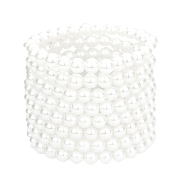 White 8PCS Pearl Stack Stretch Bracelets, these Charm stack Stretch bracelets can light up any outfit, and make you feel absolutely flawless. Fabulous fashion and sleek style adds a pop of pretty color to your attire. Make feel special by giving this  Stretch bracelet as a gift and expressing your love for your special one.