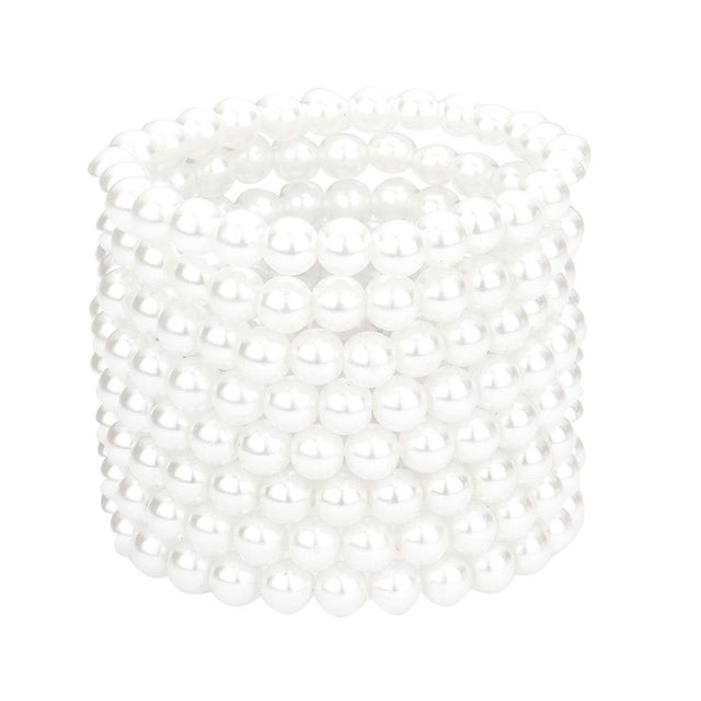 White 8PCS Pearl Stack Stretch Bracelets, these Charm stack Stretch bracelets can light up any outfit, and make you feel absolutely flawless. Fabulous fashion and sleek style adds a pop of pretty color to your attire. Make feel special by giving this  Stretch bracelet as a gift and expressing your love for your special one.