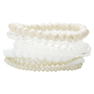 White 9PCS Faceted Bead Stretch Bracelets, a timeless treasure, coordinate this 9 pieces Beaded bracelet with any ensemble from business casual to everyday wear. Beautiful faceted Beads which are a perfect way to add pop of color and accent your style. Adds a touch of nature-inspired beauty to your look. Make your close one feel special by giving this faceted bracelet as a gift and expressing your love for your loved one on special day.