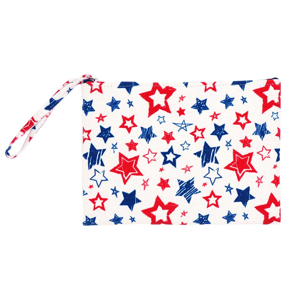 White American USA Flag Star Patterned Pouch Clutch Bag, Show your love for Your country with this sweet patriotic Pouch Clutch Bag. Red, white, and blue are used for a trendy fireworks flare. Great for Election Day, National Holidays, Flag Day, 4th of July, Memorial Day, and Labor Day.