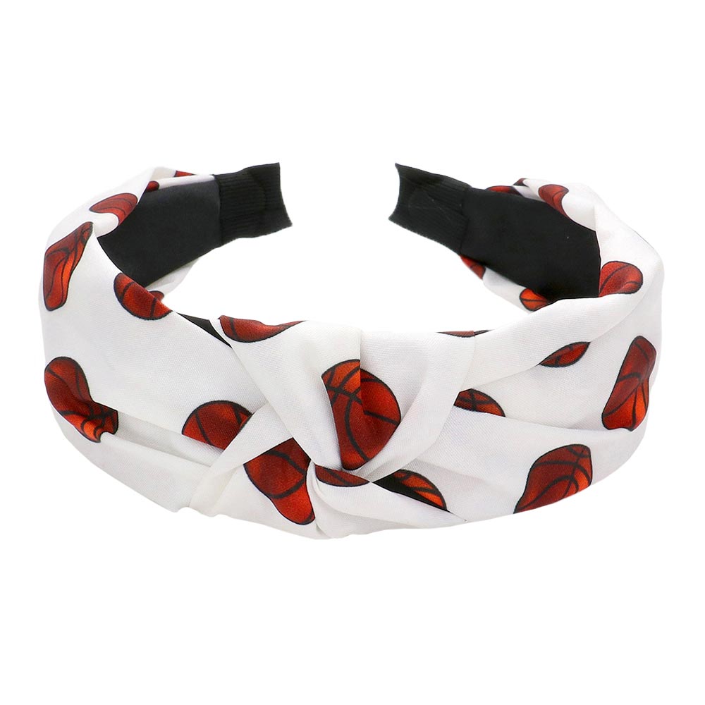 White Basketball Printed Knot Burnout Headband, create a natural & beautiful look while perfectly matching your color with the easy-to-use basketball-printed knot burnout headband. Perfect for everyday wear, especially any basketball and sports events. Awesome gift idea for your loved one or yourself.