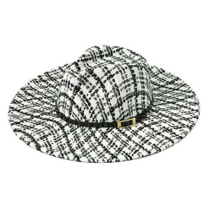 White Belt Band Accented Check Patterned Panama Hat, extends your classy look with perfect protection from sunlight even when the Sun is high. An excellent choice for going out for traveling and spending leisure time. It keeps the sun off your face, neck, and shoulders. This hat will soon be a favorite accessory that goes with you everywhere. Stay comfortable and classy!