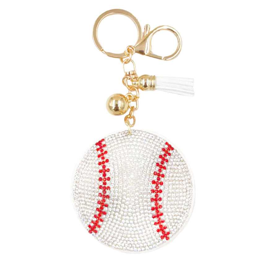 White Bling Baseball Tassel Key Chain. Are you or your friend a sports lover? We have just the right thing for you! A baseball key chain! Claim your love for the best sport in the world with this sporty key chain. Made with Tassel, this keychain is the best to carry around the keys to your treasure box or your secret Beer hideout!  A great gift for your sporty friend! Make your close ones feel special and make them laugh!