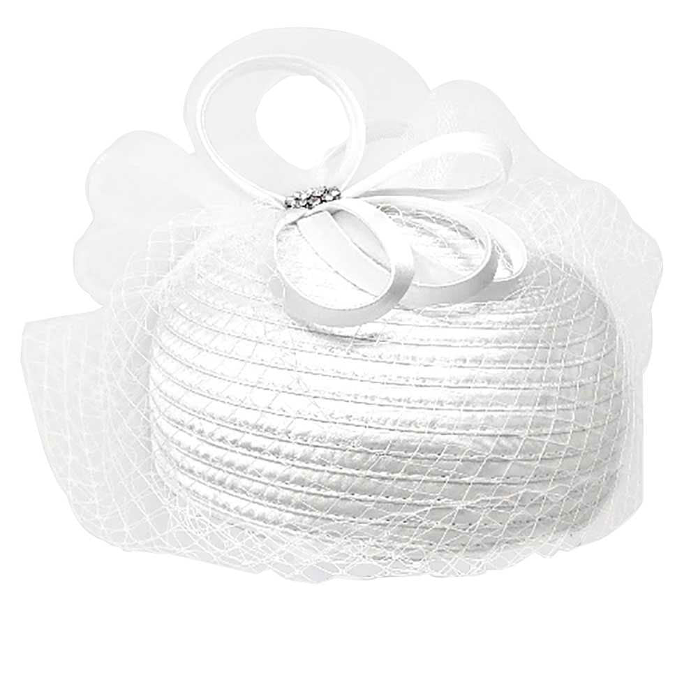 White Bow Mesh Dressy Hat, This fascinator which is not big enough to cover the whole of your head.Perfect for the elegant, extravagant and modern looking. Superb hat with a veil , with an unusual form of lines give the elegance and eccentricity to your outfit. A hat will make you keep your back straight, feel confident and be admirable. Perfect For Wedding, christmas, Halloween, Tee Party, Photo Prop, cocktail, Bridal Party and Other Occasions.