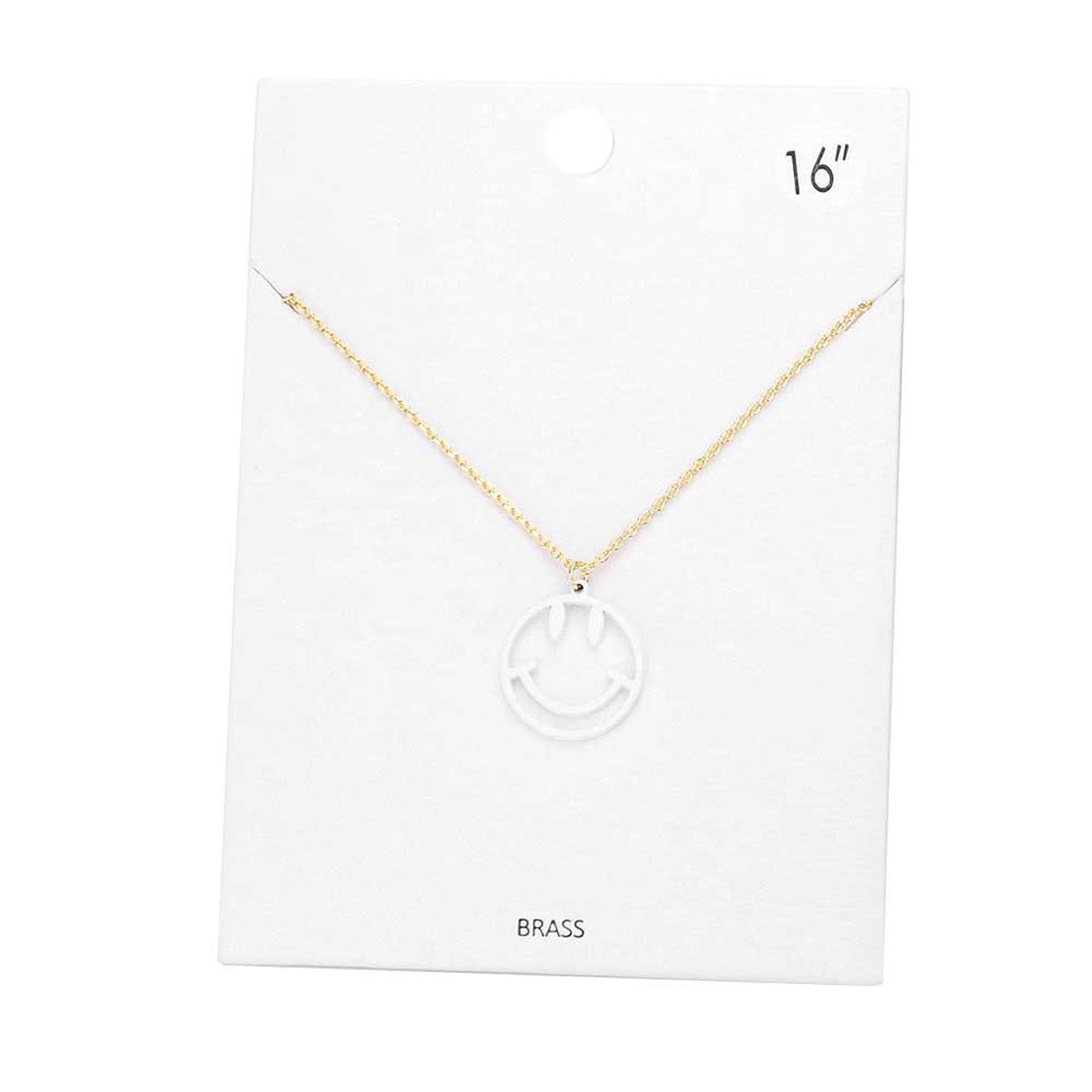 White Brass Metal Smile Pendant Necklace, Get ready with these Pendant Necklace, put on a pop of color to complete your ensemble. Perfect for adding just the right amount of shimmer & shine and a touch of class to special events. Perfect Birthday Gift, Anniversary Gift, Mother's Day Gift or any special occasion.