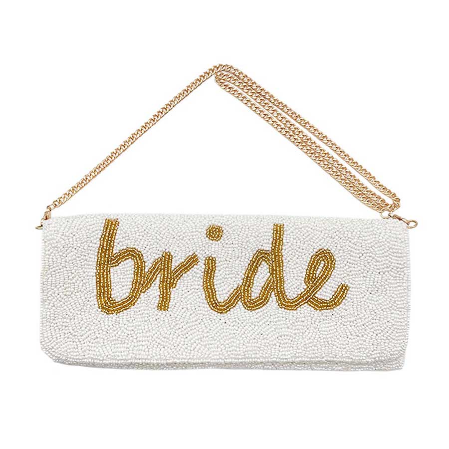 White Bride Seed Beaded Message Clutch Shoulder Bag, this clutch adds a nice touch to your bridal shower look & on your wedding day. The perfect touch for all the fun events leading up to the big day, this beautiful clutch can be worn as a clutch or crossbody. You'll love these gorgeous beaded clutch. perfect for makeup, money, credit cards, keys or coins, and many more things. Its catchy and awesome appurtenance drags everyone's attraction to you at any place & occasion.