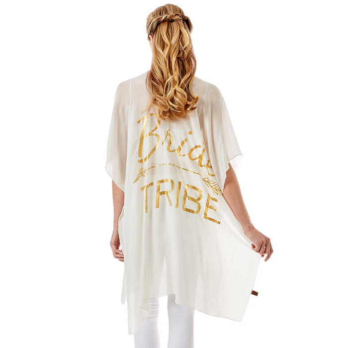 White Bride Tribe Solid Lettering Cover Up Poncho, The Bride Tribe Cover Up Beach Poolside chic is made easy with this lightweight cover-up featuring tonal line, relaxed silhouette, look perfectly breezy and laid-back as you head to the beach. also an accessory easy to pair with so many tops! Perfect Gift for Wife, Holiday, Anniversary, Fun Night Out.