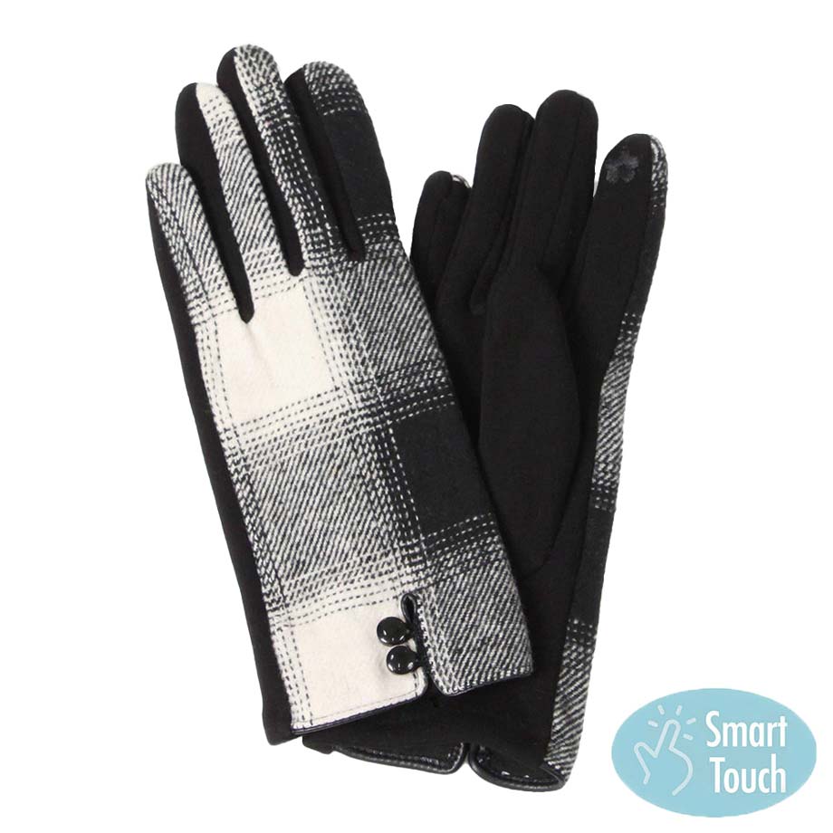 White Buffalo Check Patterned Touch Smart Gloves, give your look so much eye-catching texture at any place with buffalo check design embellishment. Have a cozy feel with the best comfort. It's very fashionable, attractive, and cute looking in the winter season. These warm gloves will allow you to use your electronic devices and touchscreens with ease. Perfect Winter Gift!