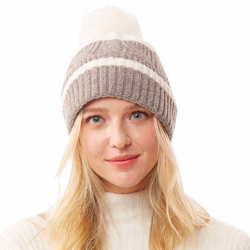 White Two-Tone Pom Pom Beanie Hat Warm Fleece Hat Pom Pom Hat, reach for this classic toasty hat to keep you incredibly warm in the chilly winter weather, the wintry touch finish to your outfit. Perfect Gift Birthday, Christmas, Holiday, Anniversary, Stocking Stuffer, Secret Santa, Valentine's Day, Loved One, BFF