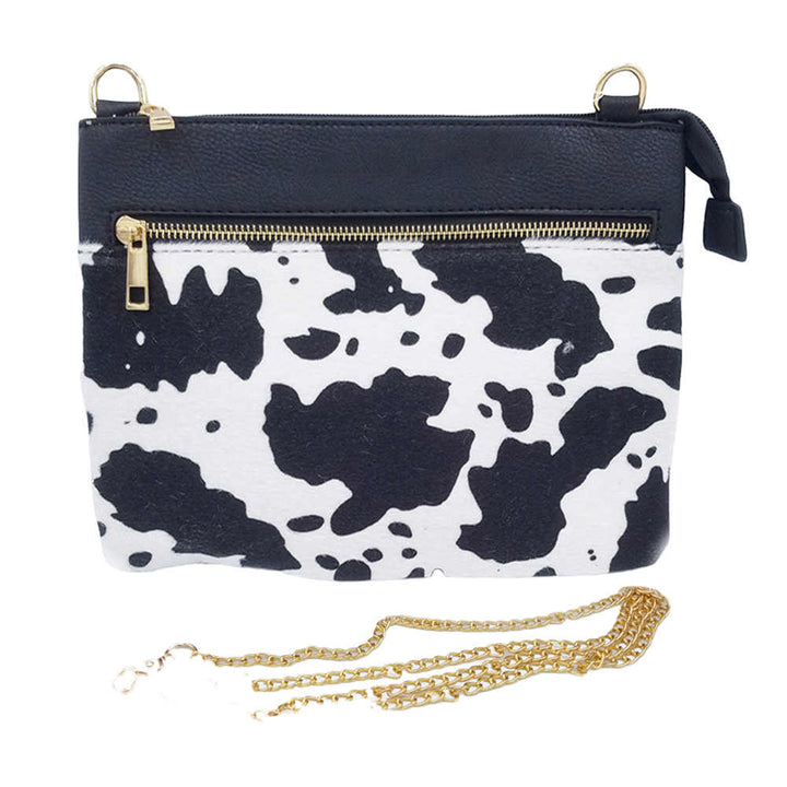 White Cow Leopard Patterned Accented Faux Leather Crossbody Bag, look like the ultimate fashionista when carrying this small chic bag, great for when you need something small to carry or drop in your bag, Birthday Gift, Valentine's Day Gift, Anniversary Gift, Love You Gift, Mother's Day Gift, Thank you Gift