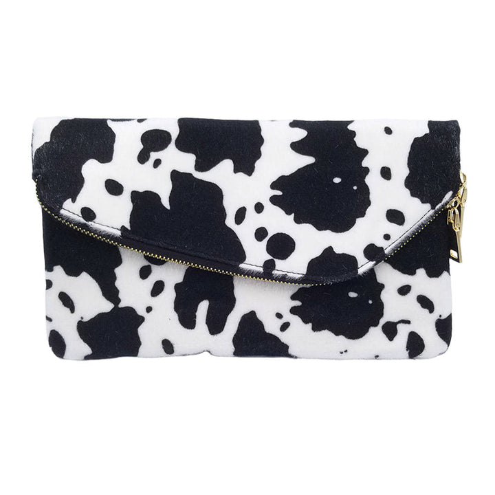 White Cow Patterned Folding Clutch Bag, look like the ultimate fashionista when carrying this small chic bag, great for when you need something small to carry or drop in your bag, Birthday Gift, Valentine's Day Gift, Anniversary Gift, Love You Gift, Mother's Day Gift, Thank you Gift