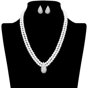 White Crystal Pave Teardrop Accented Pearl Necklace, get ready with this pearl necklace to receive the best compliments on any special occasion. Put on a pop of color to complete your ensemble and make you stand out on special occasions. Awesome gift for birthdays, anniversaries, Valentine’s Day, or any special occasion.