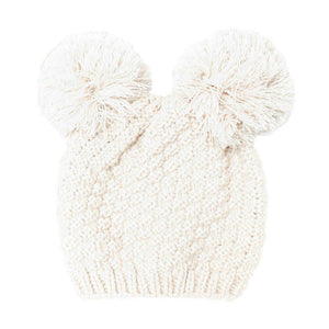 White Soft Cable Knit Double Faux Fur Pom Pom Beanie Kids Hat Winter Beanie Hat, be warm & cozy with this winter hat while adding a pop of color to your ensemble. Classic, trendy & chic to match your stylish fashion. Perfect Gift, Birthday, Christmas, Holiday, Anniversary, Valentine’s Day, Wife, Daughter