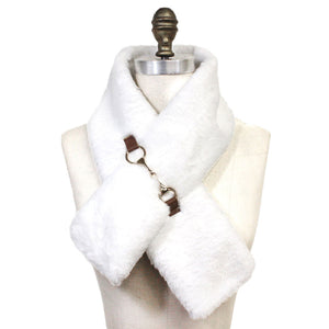 White Faux Fur Leather Pull Through Scarf, accent your look with this soft, highly versatile plaid scarf. A rugged staple brings a classic look, adds a pop of color & completes your outfit, keeping you cozy & toasty. Perfect Gift Birthday, Holiday, Christmas, Anniversary, Valentine's Day