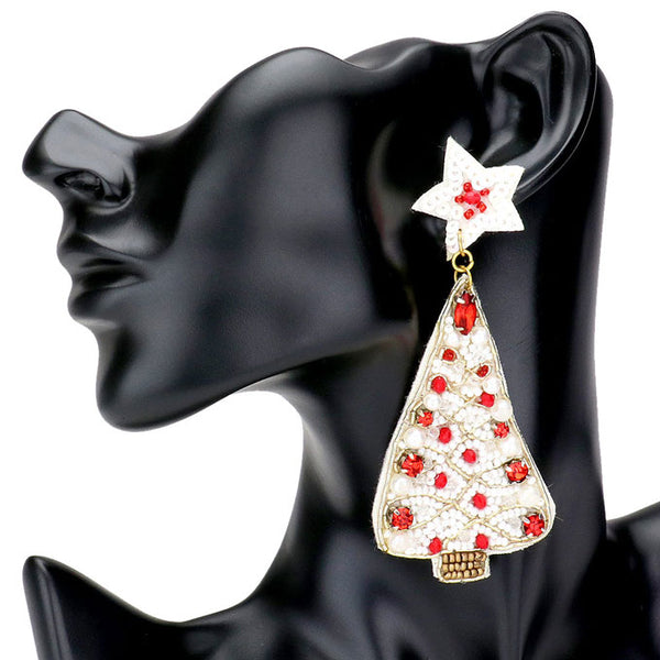 White Felt Back Multi Beaded Christmas Tree Dangle Earrings, put on a pop of color to complete your ensemble. Perfect for adding just the right amount of shimmer & shine and a touch of class to special events. Perfect Birthday Gift, Anniversary Gift, Mother's Day Gift, Graduation Gift.