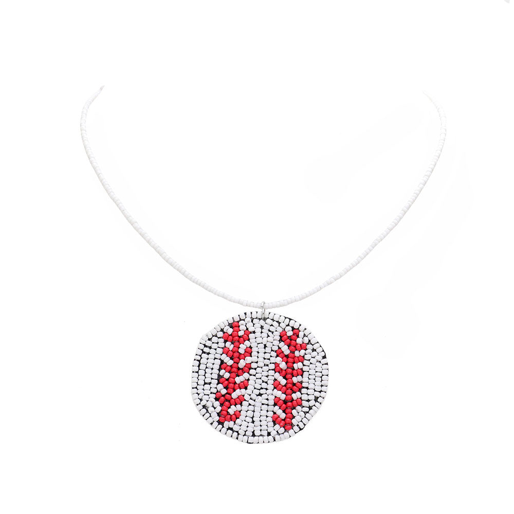 White Felt Back Seed Beaded Baseball Pendant Necklace, is beautifully designed with a sports theme that will make a glowing touch on everyone, especially those who love sports or baseball. This beautiful Baseball pendant necklace is the ultimate representation of your class & beauty. 