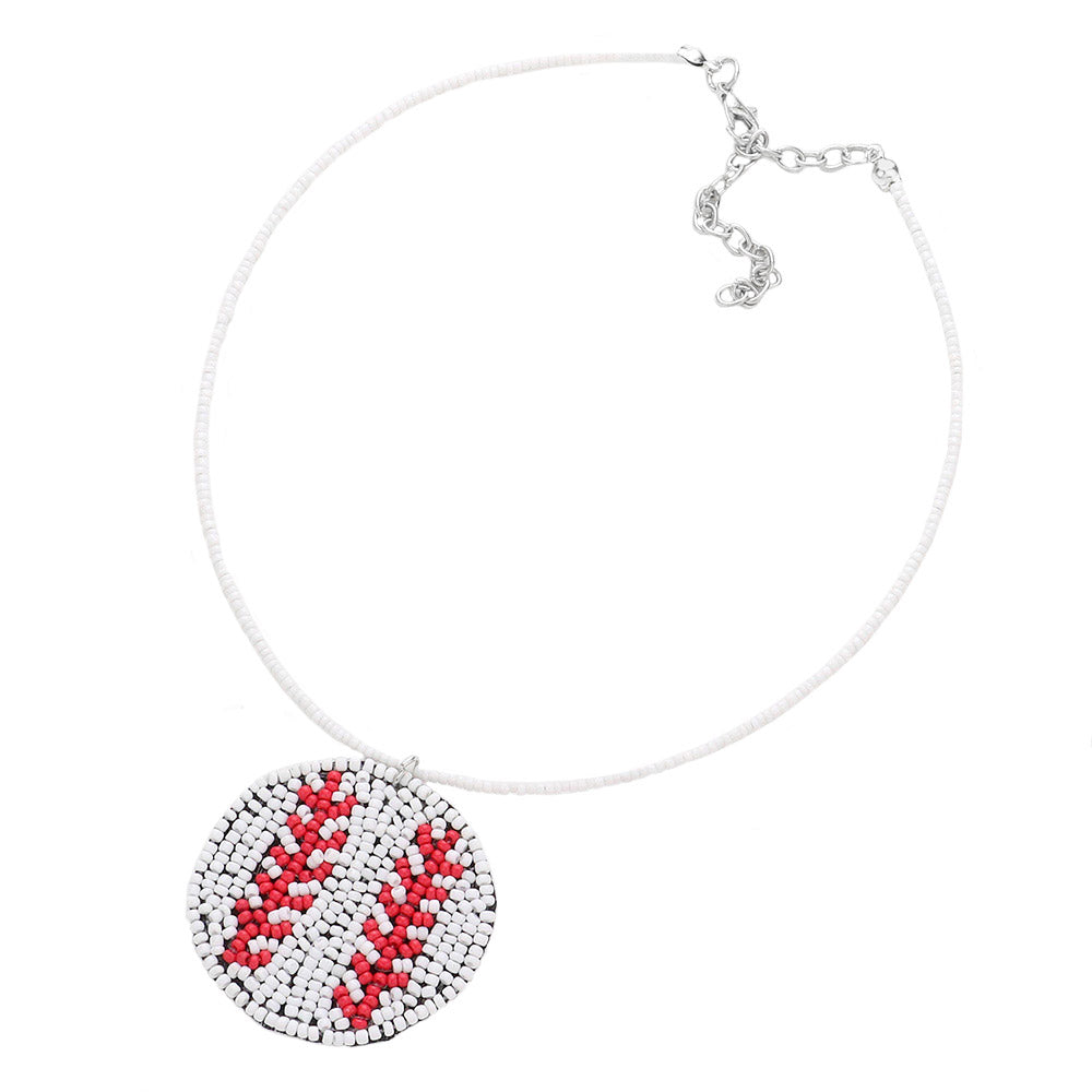 White Felt Back Seed Beaded Baseball Pendant Necklace, is beautifully designed with a sports theme that will make a glowing touch on everyone, especially those who love sports or baseball. This beautiful Baseball pendant necklace is the ultimate representation of your class & beauty. 