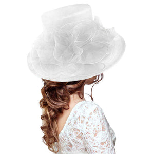 White Flower Accented Dressy Hat. Stylish Stunning ladies hat designed with a Feather Mesh Dressy hat, noble, delicate feathers and easy wearing also add glamour and fancy charming. Suitable for photography, costume party, bridal party, wedding, church, cocktail party and tea party ,Wear it to parties, weddings, Performance or any Events any Special Occasion.
