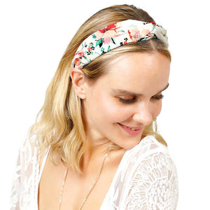 White Flower Patterned Burnout Knot Headband, Be prepared to receive compliments. Push your hair back and spice up any plain outfit with this burnout knot flower patterned headband! Be the ultimate trendsetter wearing this chic headband with all your stylish outfits! 