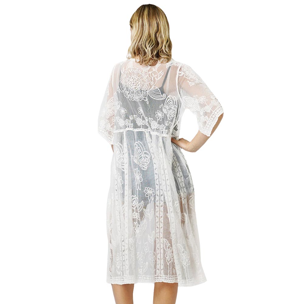 White Flower Vintage Lace Long Cover Up Kimono Poncho, this timeless Kimono Poncho is Soft, lightweight, and breathable fabric that makes you feel more comfortable. A fashionable eye-catcher, will quickly become one of your favorite accessories, Look perfectly breezy and laid-back as you head to the beach.