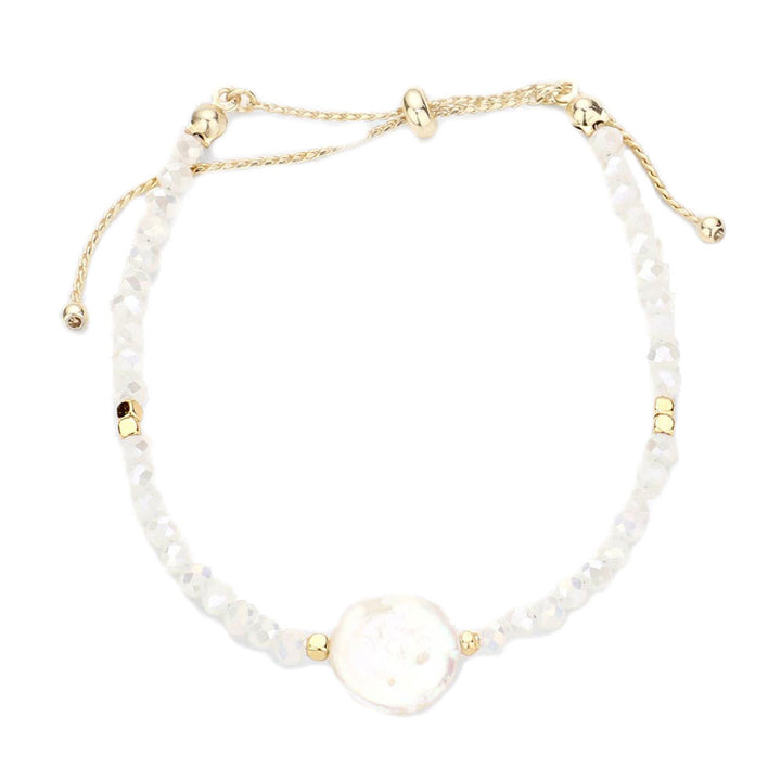 White Freshwater Pearl Accented Faceted Beaded Bracelet, Get ready with these Magnetic Bracelet, put on a pop of color to complete your ensemble. Perfect for adding just the right amount of shimmer & shine and a touch of class to special events. Perfect Birthday Gift, Anniversary Gift, Mother's Day Gift, Graduation Gift.