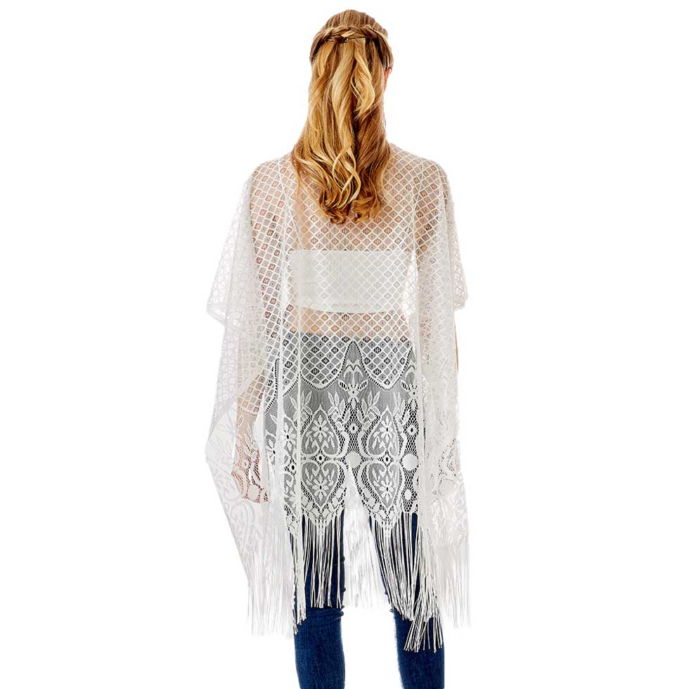 White Heart Pattern Detailed Crochet Lace Cover Up Poncho, on trend & fabulous, a luxe addition to any cold-weather ensemble. The perfect accessory, luxurious, trendy, super soft chic capelet, keeps you warm and toasty. You can throw it on over so many pieces elevating any casual outfit! Perfect Gift for Wife, Mom, Birthday, Holiday, Anniversary, Fun Night Out.