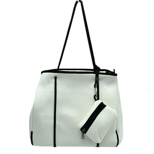 White Large Tote Bag Women Work Bag Purse Neoprene Zip. Add something special to your outfit! This fashionable bag will be your new favorite accessory. Ideal for parties, events, holidays, pair these tote bags with any ensemble for a polished look. Versatile enough for carrying through the week, ultra lightweight to carry around all day. Perfect Birthday Gift, Anniversary Gift, Mother's Day Gift, Graduation Gift, Valentine's Day Gift.