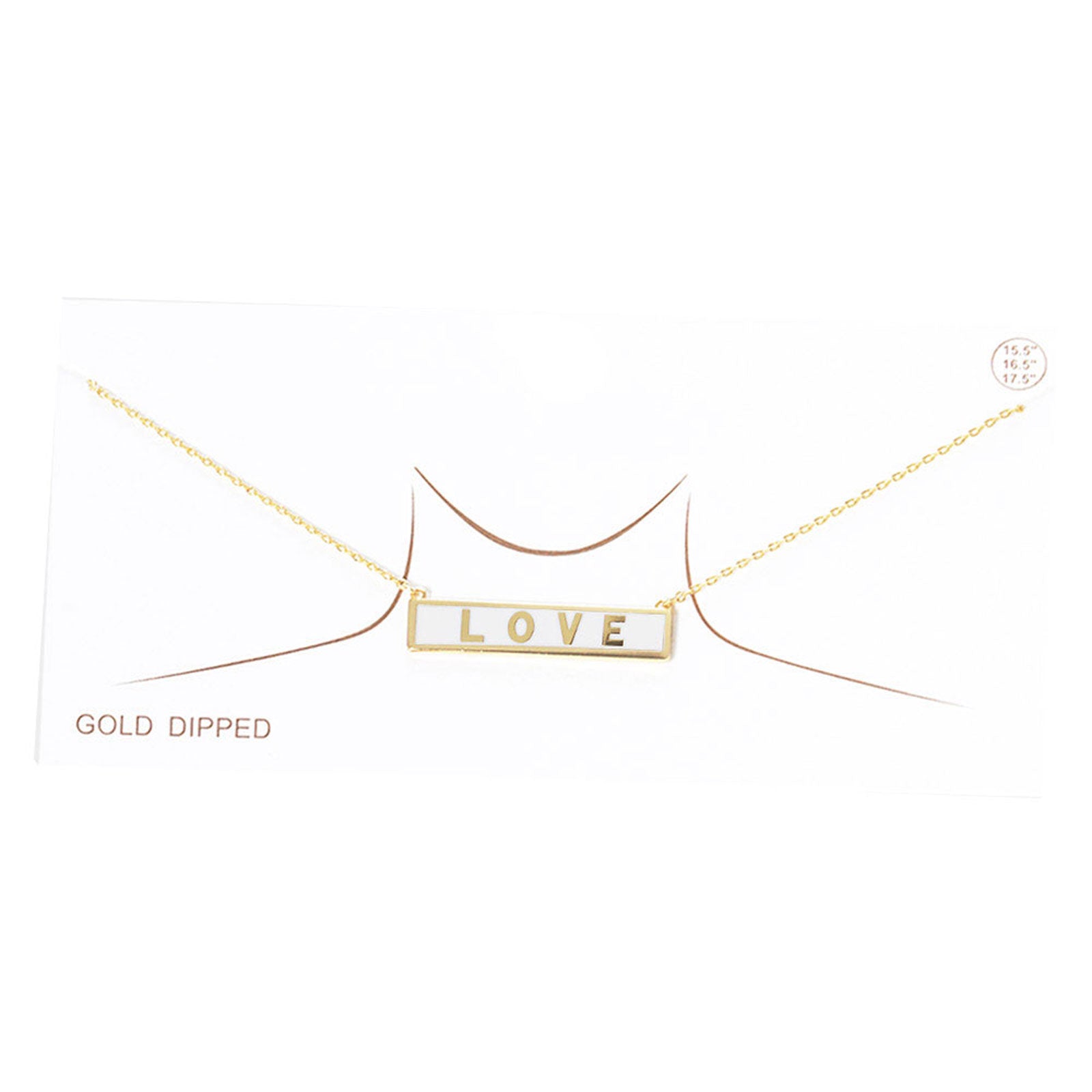 White \Love Gold Dipped Enamel Rectangle Message Pendant Necklace. Beautifully crafted design adds a gorgeous glow to any outfit. Jewelry that fits your lifestyle! Perfect Birthday Gift, Valentine's Gift, Anniversary Gift, Mother's Day Gift, Anniversary Gift, Graduation Gift, Prom Jewelry, Just Because Gift, Thank you Gift.