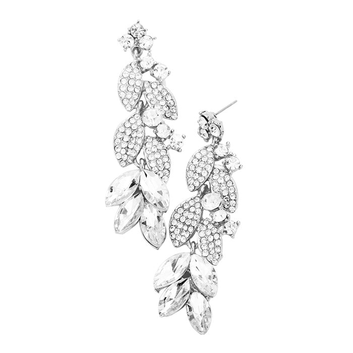 White Marquise Crystal Rhinestone Vine Evening Earrings, These gorgeous rhinestone pieces will show your class in any special occasion. The elegance of these crystal evening earrings goes unmatched. Perfect jewelry to enhance your look. Awesome gift for birthday, Anniversary, Valentine’s Day or any special occasion.