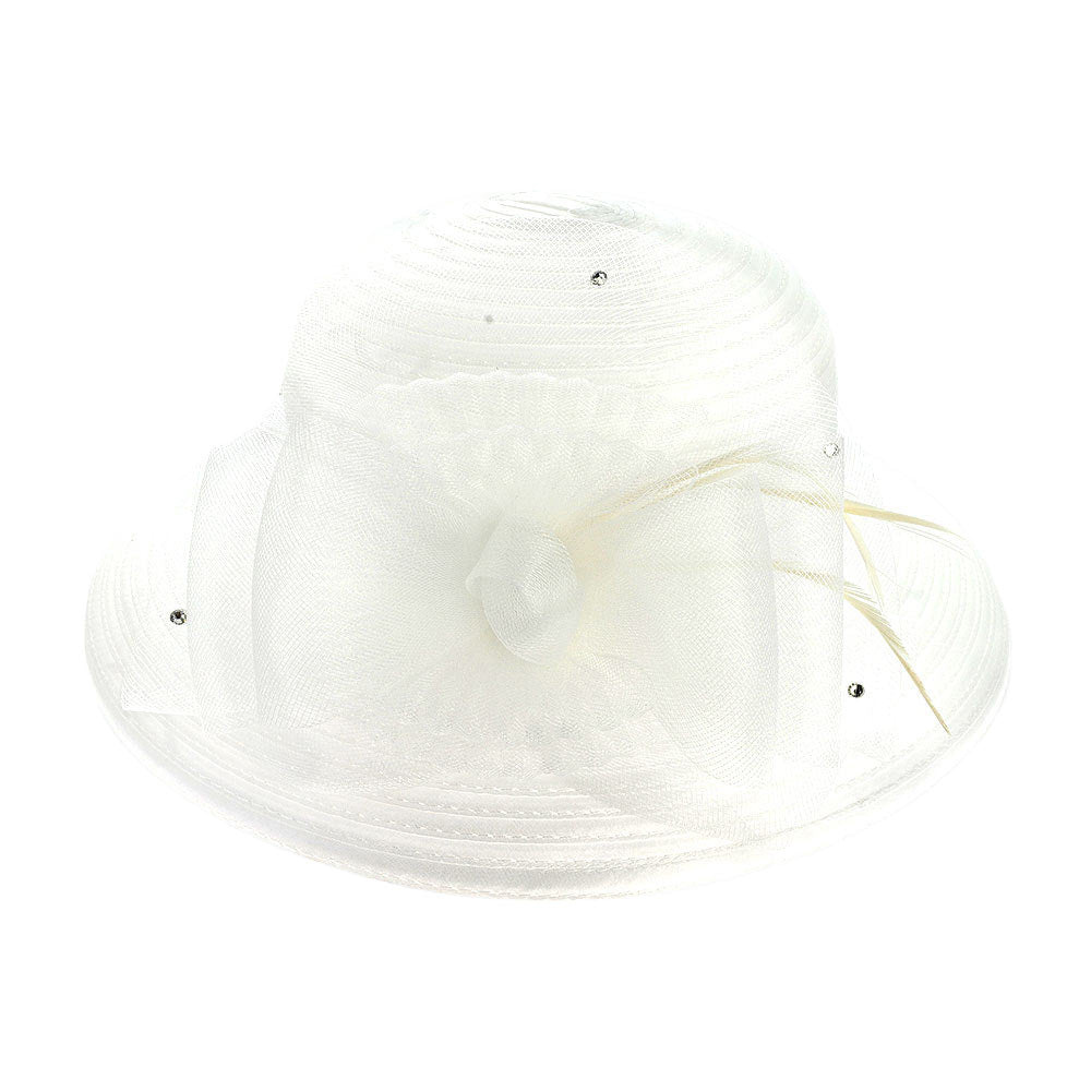 White Mesh Bow Dressy Hat, is an elegant and high fashion accessory for your modern couture. Unique and elegant hats, family, friends, and guests are guaranteed to be astonished by this mesh bow dressy hat. The fascinator hat with exquisite workmanship is soft, lightweight, skin-friendly, and very comfortable to wear. 
