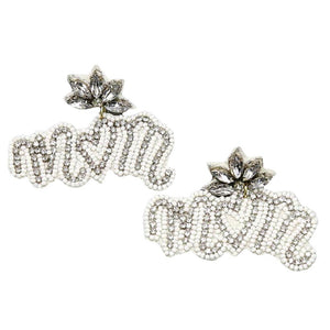 White Mom Seed Beaded Earrings, enhance your attire with these beautiful seed-beaded earrings to show off your fun trendsetting style. Can be worn with any daily wear such as shirts, dresses, T-shirts, etc. These mom earrings will garner compliments all day long. Whether day or night, on vacation, or whether you're wearing a dress or a coat, these earrings will make you look more glamorous and beautiful.
