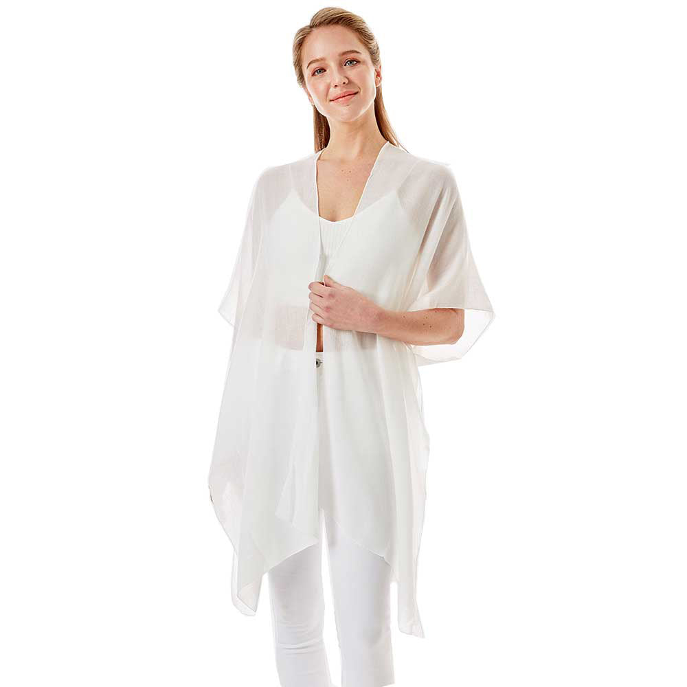 White Mother of Bride Cover Up Kimono Poncho, The lightweight Kimono top is made of soft and breathable Viscose material. The fashionista Poncho Cover up with open front design, simple basic style, easy to put on and down. Perfect Gift for Wife, Birthday, Holiday, Anniversary, Just Because Gift, Fun Night Out.