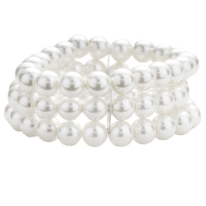 White Multi Layered Pearl Stretch Bracelet, get ready with these pearl stretch bracelets to receive the best compliments on any special occasion. Put on a pop of color to complete your ensemble and make you stand out on special occasions. The perfect gift for a birthday, Valentine’s Day, Party, Prom, Christmas, etc.