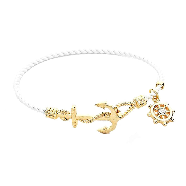 White Nautical Anchor Helm Charm Hook Bracelet, add a a nautical theme to your outfit with this beautiful anchor bracelet. Hook closure makes it easy to put on, be vacation ready with this cute bracelet. Perfect Birthday Gift, Mother's Day Gift, Anniversary Gift, Vacation Getaway, Thank you Gift, White Nautical Bracelet