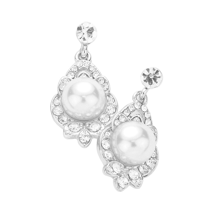 White Pearl Accented Rhinestone Embellished Metal Dangle Earrings, complete the appearance of elegance and royalty to drag the attention of the crowd on special occasions with these pearl accented rhinestone dangle earrings. Add a sophisticated glow & eye-catching style to any outfits. Look as regal on the outside as you feel on the inside, create that mesmerizing look on your special occasions. Perfect gift for Birthdays, Anniversaries, Mother's Day, etc.