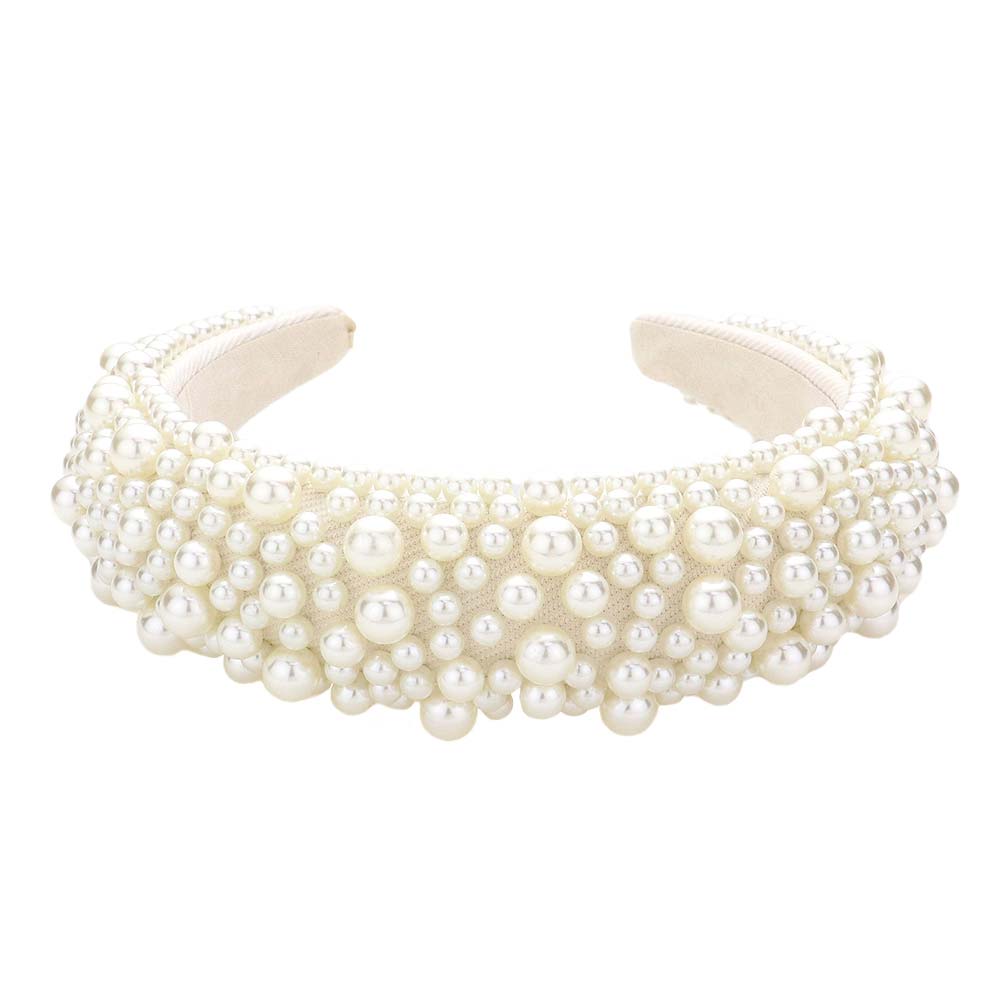White Pearl Cluster Headband, create a natural & beautiful look while perfectly matching your color with the easy-to-use Cluster Headband. Push your hair back and spice up any plain outfit with this Pearl headband! Perfect for everyday wear, special occasions, and more. Awesome gift idea for your loved one or yourself.
