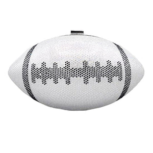 White Rhinestone Football Clutch Bag. Look like the ultimate fashionista when carrying this small chic bag, great for when you need something small to carry or drop in your bag. Keep your keys handy & ready for opening doors as soon as you arrive. Perfect Birthday Gift, Anniversary Gift, Mother's Day Gift.