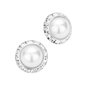 White Rivoli Cut Genuine Crystal Pearl Round Stud Earrings, Bright and sparkly crystal stud pierced earrings! elegance becomes you in these statement lustrous studs, luminous faux pearls and sparkling Crystal Pearl give these stunning earrings an elegant look. Add just the right amount of shine and you’ve got a look that’s polished to perfection. Perfect gift for Birthday, Anniversary, Christmas, Just Because, Mother's Day Gift or any occasion.