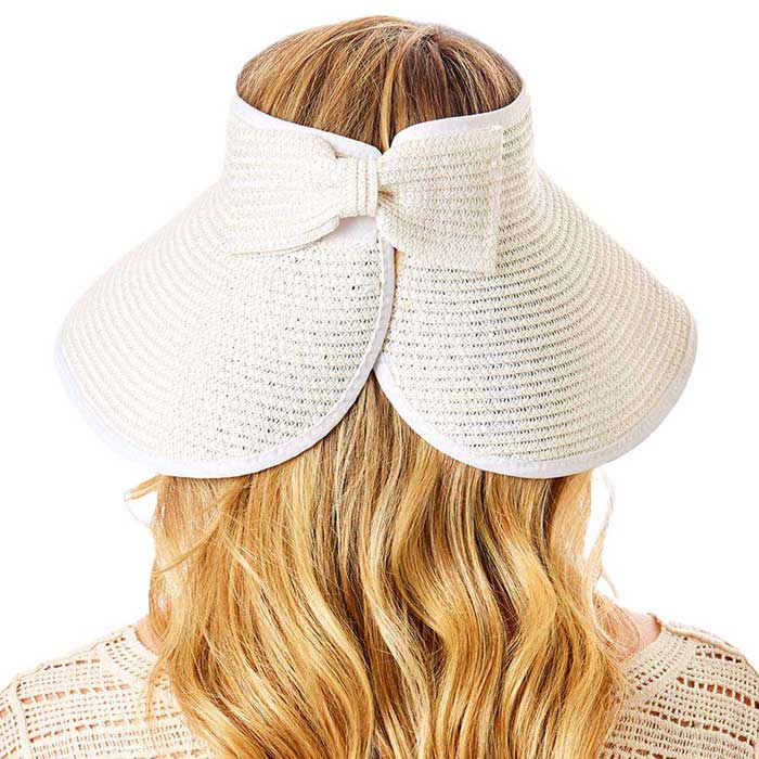 White Roll Up Foldable Large Brim Sun Visor Hat. Keep your styles on even when you are relaxing at the pool or playing at the beach. Large, comfortable, and perfect for keeping the sun off of your face, neck, and shoulders Perfect summer, beach accessory. Ideal for travelers who are on vacation or just spending some time in the great outdoors.