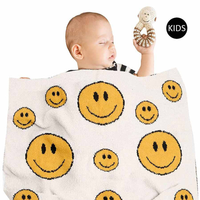 White Smile Patterned Kids Blanket, is a highly versatile Smile Patterned Blanket that is warm and beautiful at the same time. This reversible throw blanket is perfect for all kids. Give your bedroom or living room a neutral look update with a bold Smile printed design on both sides. This beautiful blanket keeps your kids perfectly warm, cozy & toasty. A perfect gift item for a Birthday, Holiday, Christmas, Anniversary, Valentine's Day, baby shower, etc. Keep your kids warm and cozy in style!