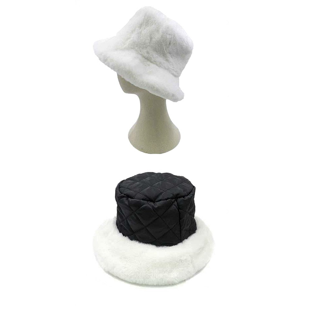 Soft Faux Fur Bucket Hat, stay warm and cozy, protect yourself from the cold, this most recognizable look with remarkable bold, soft & chic bucket hat, features a rounded design with a short brim. The hat is foldable, great for daytime. Perfect Gift for cold weather; Black, Brown, Burgundy; 100% Acrylic;