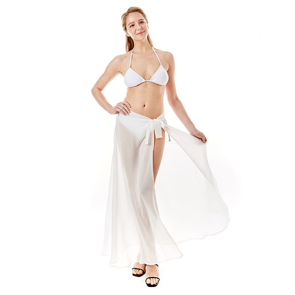 White Solid Beach Wrap Skirt, Accent your beauty with this breathable and comfortable, sexy, and cool beach wrap skirt. It's very lightweight and easy to wear and carry. Suitable for Summer wrap skirts, beach costumes, pool parties or simply hanging at home or wherever else your heart desires in Spring, Summer, and Autumn.