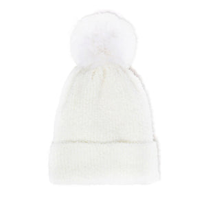 White Solid Pom Pom Soft Fluffy Beanie Hat. Before running out the door into the cool air, you’ll want to reach for these toasty beanie hats to keep your hands incredibly warm. Accessorize the fun way with these beanie hats, it's the autumnal touch you need to finish your outfit in style. Awesome winter gift accessory!