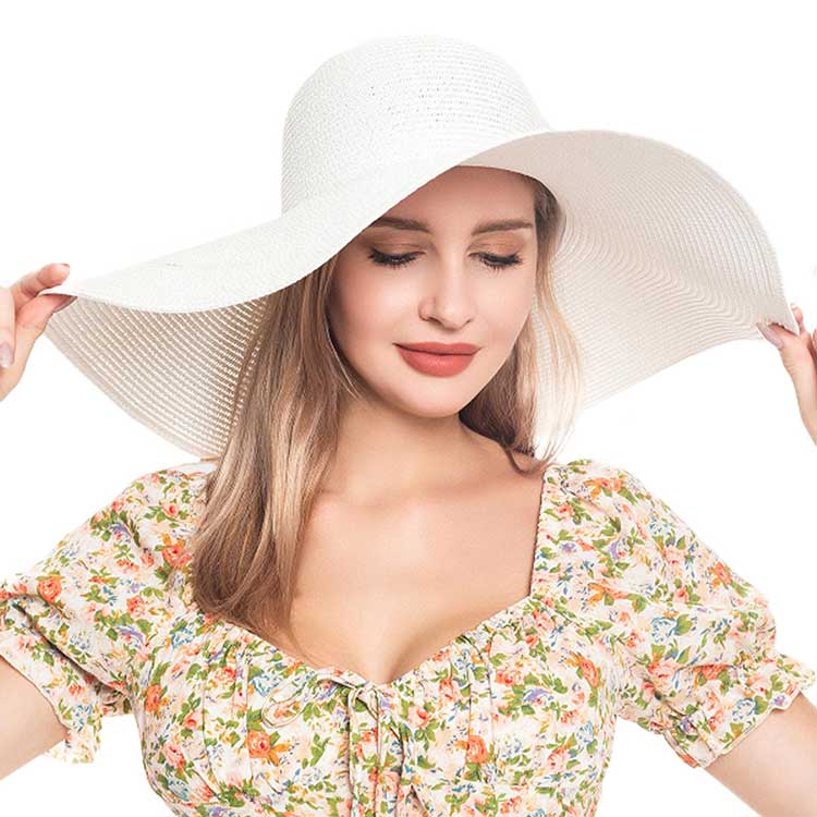 White Solid Straw Sun Hat, This handy Portable Packable Roll Up Wide Brim Sun Visor UV Protection Floppy Crushable Straw Sun hat that block the sun off your face and neck. A great hat can keep you cool and comfortable. Large, comfortable, and ideal for travelers who are spending time in the outdoors.