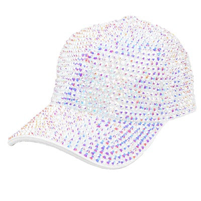 White Rhinestone Embellished Glitter Stone Shimmer Baseball Cap, comfy cap great for a bad hair day, pull your ponytail thru the back opening, Keep your hair away from face while exercising, running, playing sports or just taking a walk. Perfect Birthday Gift, Mother's Day Gift, Anniversary Gift, Thank you Gift, Graduation