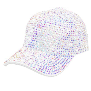 White Rhinestone Embellished Glitter Stone Shimmer Baseball Cap, comfy cap great for a bad hair day, pull your ponytail thru the back opening, Keep your hair away from face while exercising, running, playing sports or just taking a walk. Perfect Birthday Gift, Mother's Day Gift, Anniversary Gift, Thank you Gift, Graduation