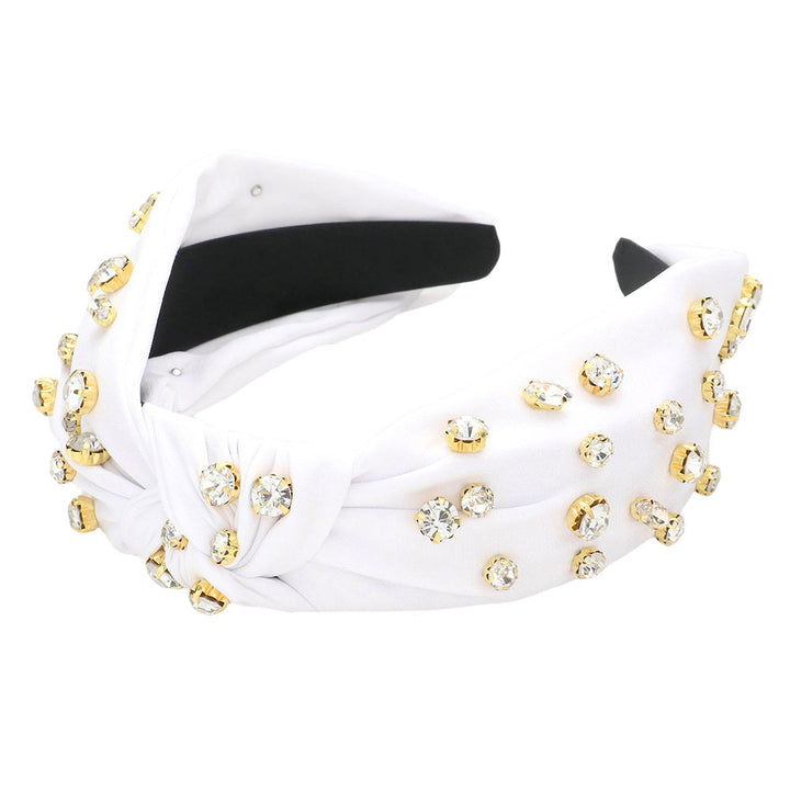 White Stone Embellished Burnout Knot Headband, the combination of stone sewn on a knot headband will make you feel glamorous. Be ready to receive compliments. Be the ultimate trendsetter wearing this knot headband with all your stylish outfits! Exquisite enough to use on the wedding day.