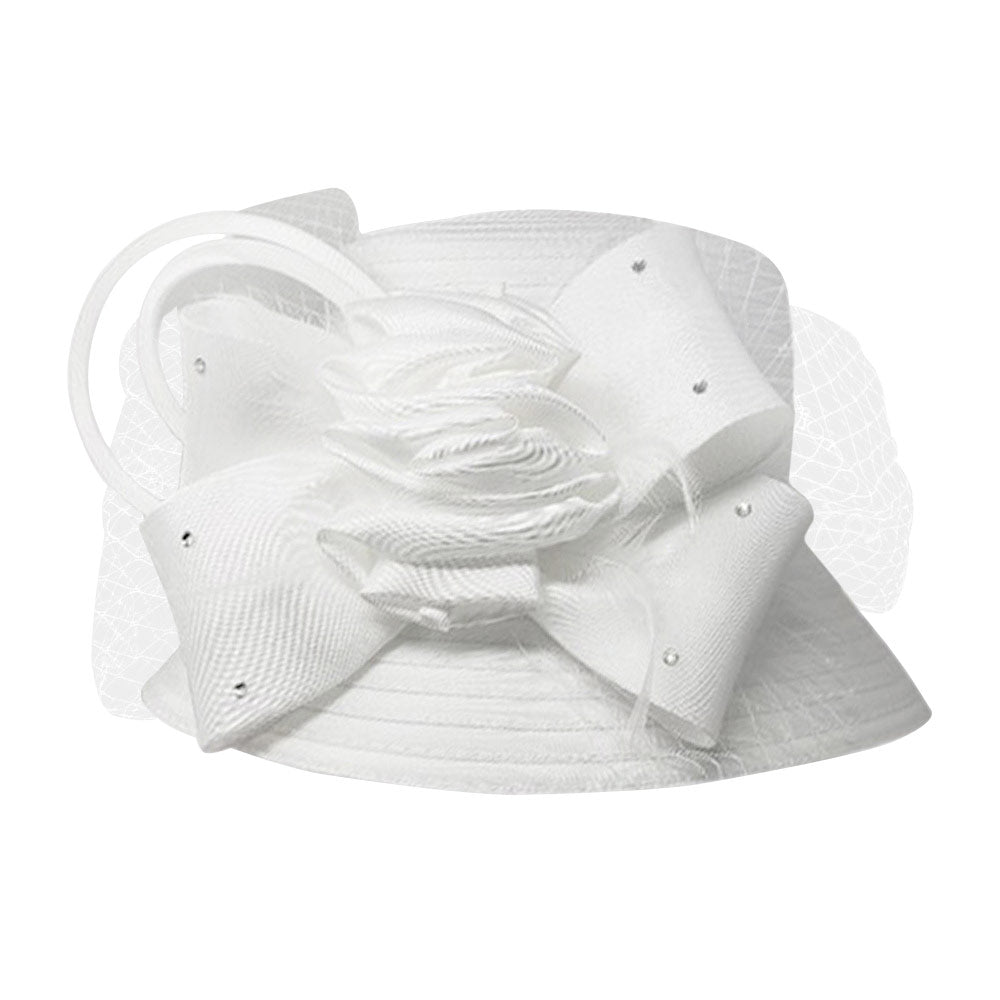 White Studded Bow Flower Mesh Dressy Hat, is an elegant and high-fashion accessory for your modern couture. Unique and elegant hats, family, friends, and guests are guaranteed to be astonished by this studded bow dressy hat. The fascinator hat with exquisite workmanship is soft, lightweight, skin-friendly, and very comfortable to wear. 